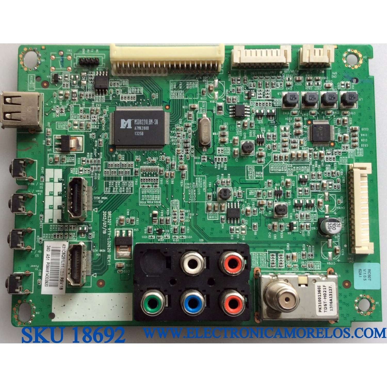 MAIN / TOSHIBA 431C6Q51L11 / 461C6Q51L11 / 7160109-4 / SRC32T VTV-L32620 REV:1 / PANEL V500HJ1-ME1 REV.C2 / MODELO 50L1450U	